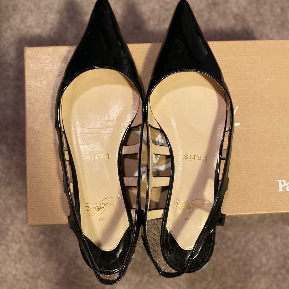 Christian Louboutin cutout mule black flats - Picture 8 of 9